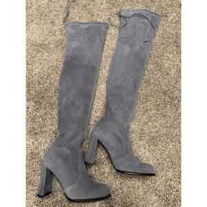stuart weitzman highland suede over knee boots grey blue Size 6 EUC